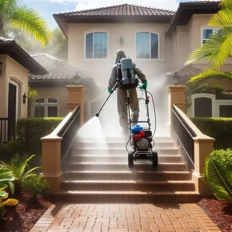 Professional house washing service on a Florida home